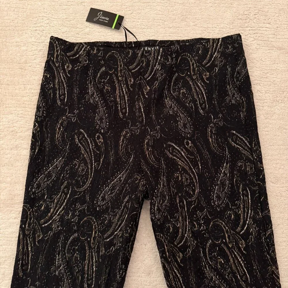 JEnvie New York Black Paisley Jacquard Pants Size 10 Made in USA Quiet Luxury - Picture 6 of 11